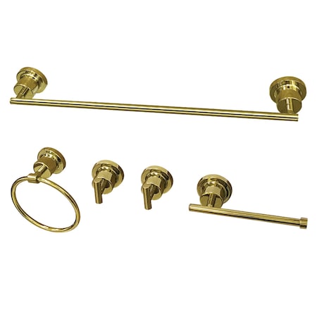 Kingston Brass BAH8212478PB Concord 5-Piece Bathroom Accessory Set, Polished Brass BAH8212478PB